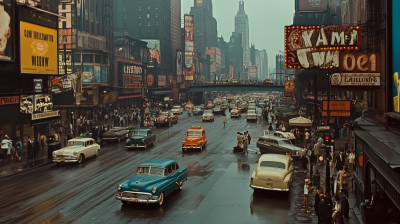 Chaotic City Scene in Technicolor