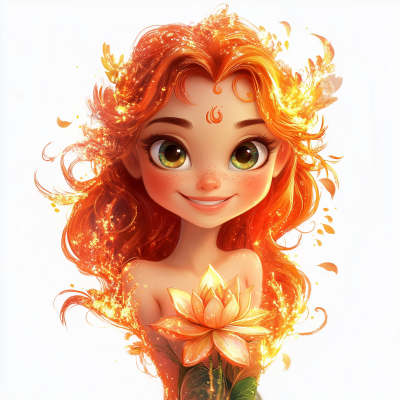 Happy Wood Nymph with Flame