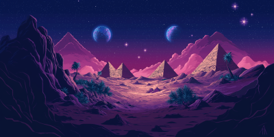 Desert Night with Pyramids