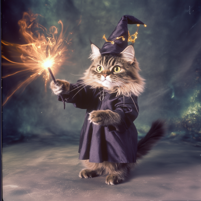 magician cat casting a spell