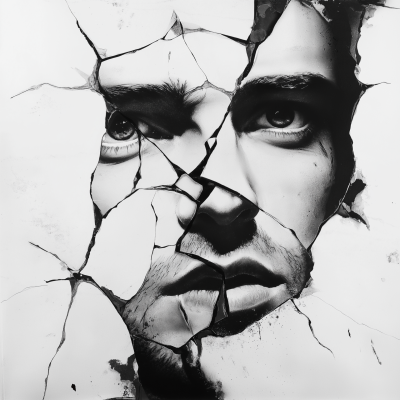 Broken Mirror Ink Portrait