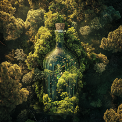 Bird View of Gin Bottle