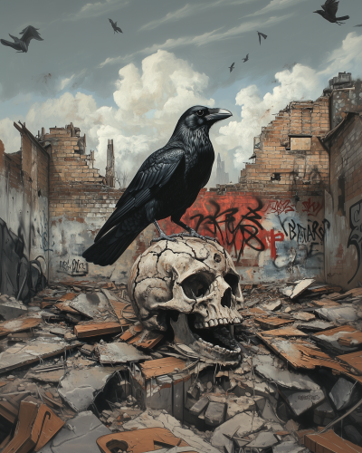 Crow on Skull