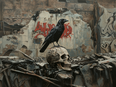 Crow on Skull