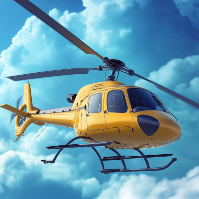 Yellow Helicopter in Blue Sky