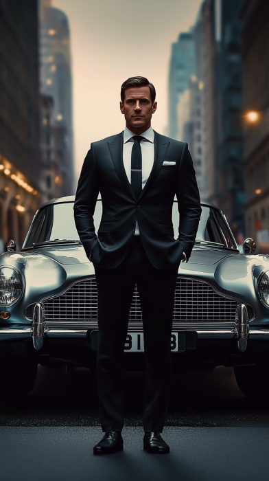 Man in Suit by Luxury Car