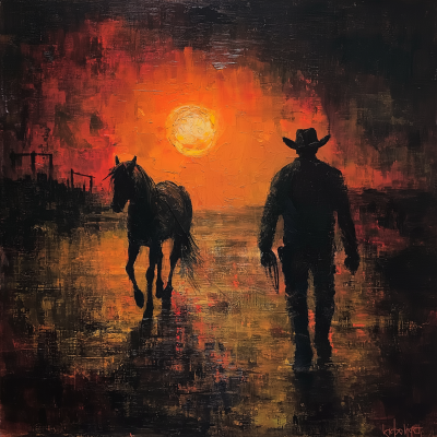 Gothic Cowboy in Sunset