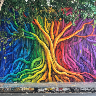 Rainbow Banyan Tree Graffiti