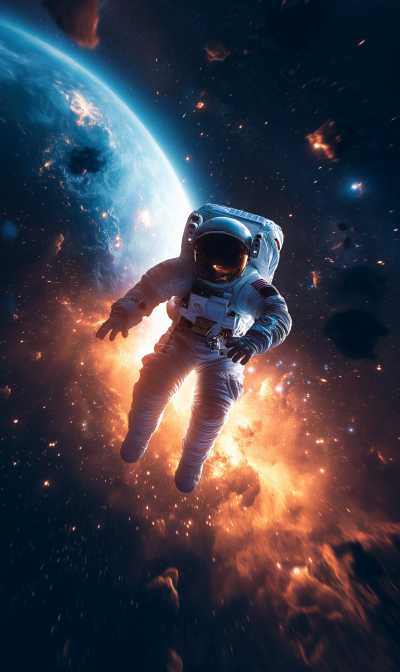 Astronaut Falling into the Cosmos