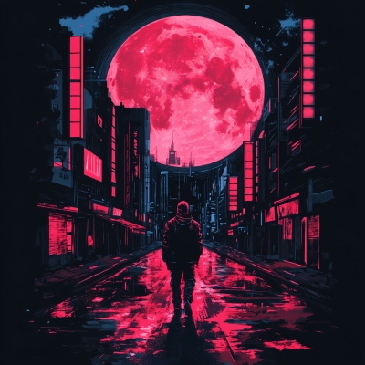 Road to the Moon in Cyberpunk City