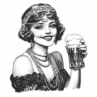 Flapper Girl with Beer