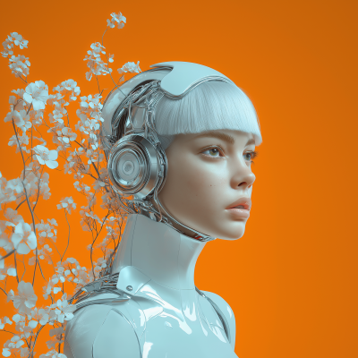 Futuristic Woman with Blossoms