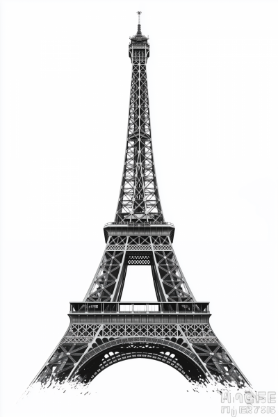 Eiffel Tower on White Background