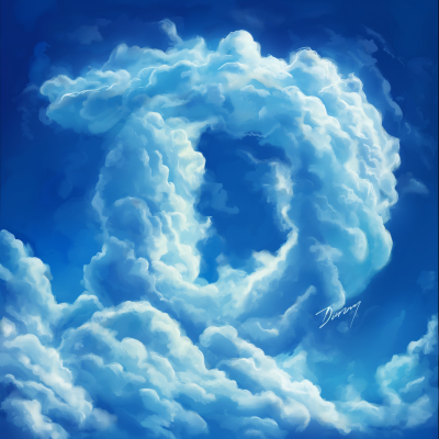 Textured Clouds with Letter D