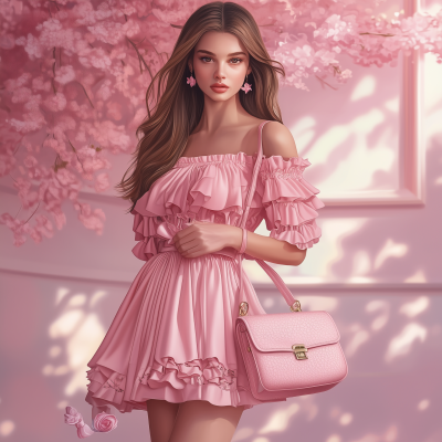 Gorgeous Young Woman in Spring Outfit