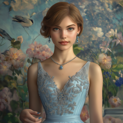 Elegant Woman in Blue Gown