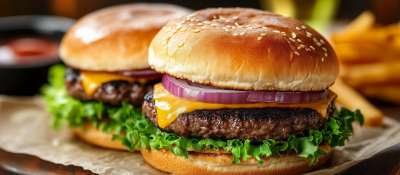 Delicious Hamburgers on a Table