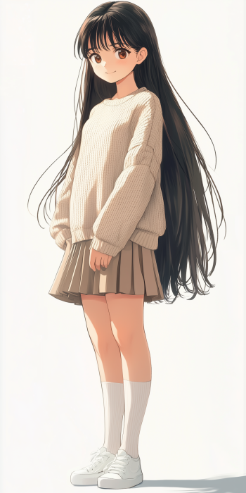 Young Japanese Girl in Cozy Outfit