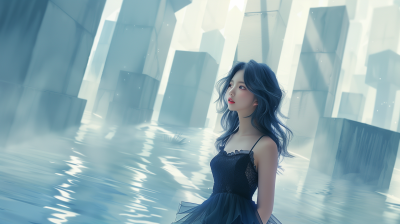 Serene Girl in Infinite Water
