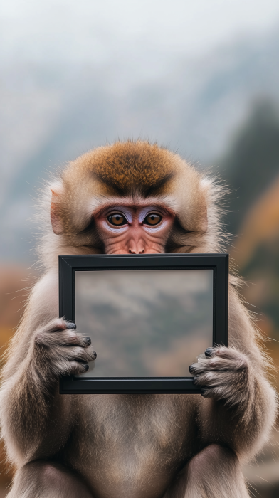 Japanese Macaque with Picture Frame