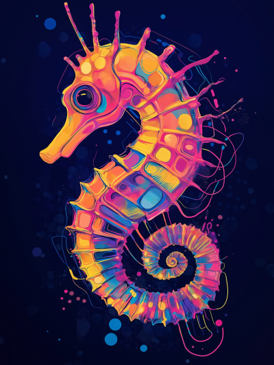 Vivid Seahorse Pop Art