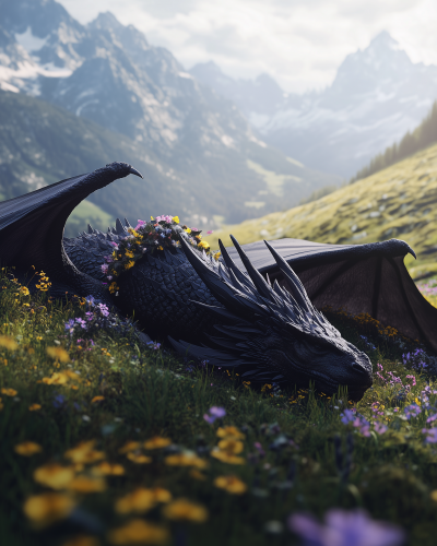 Sleeping Dragon in Meadow