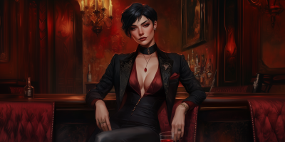 Androgynous Businesswoman in Bar