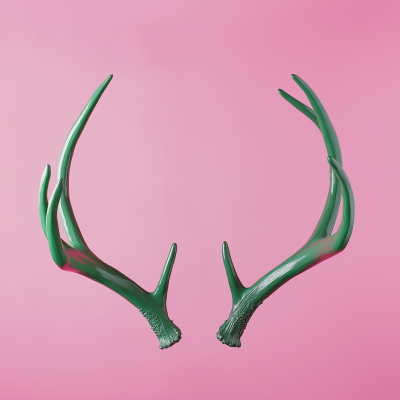 Green Antlers on Pink