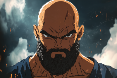 Anime Portrait of a Bald Bearded Man