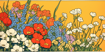 Bunch of Flowers on Orange Background
