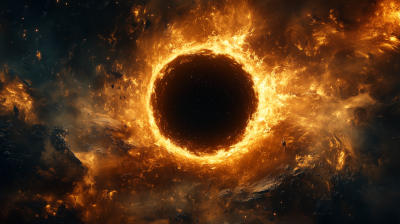 3D Gold and Black Logo in Space