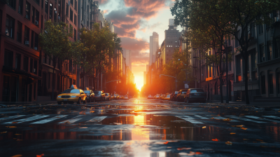 Abandoned NYC Street at Sunset