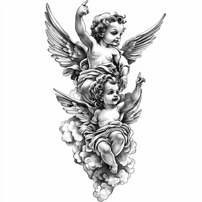 Cherubs Ascending Tattoo