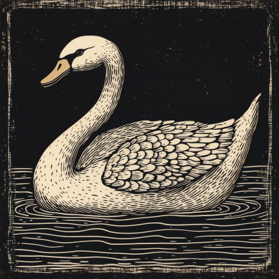 Woodcut Swan