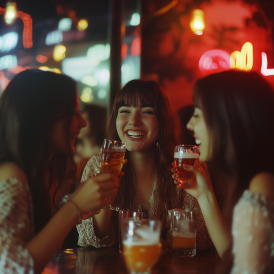 Friends at a Trendy Restaurant
