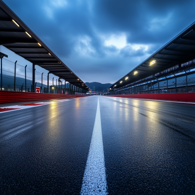 Empty Moto GP Race Track at Blue Hour