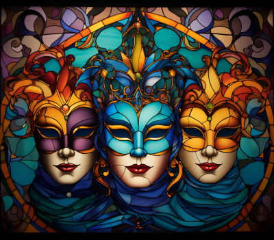 Venetian Masks Stained Glass