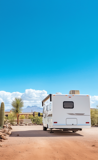 Modern RV in Suburban Backyard