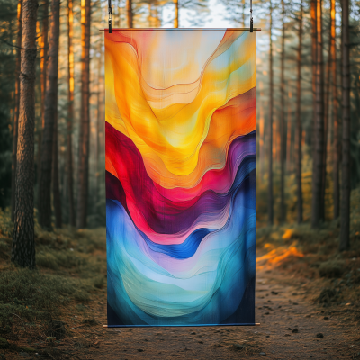 Colorful Banner in the Forest