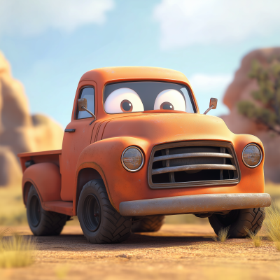 Happy Pixar Style Pickup Truck