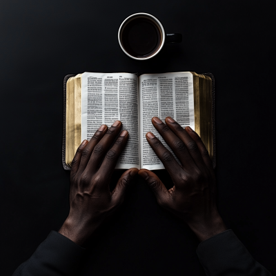 Praying Hands with Open Bible