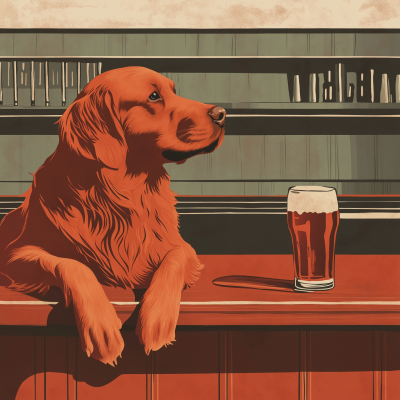 Vintage Retriever at the Bar