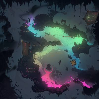 Neon Fantasy Scroll Map