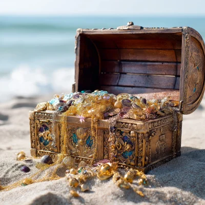 Ornate Treasure Chest on the Beach