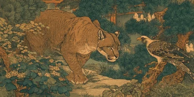 Japanese Woodblock Print of Wildlife