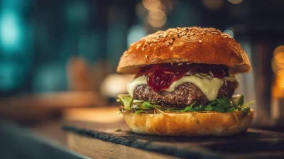 Delicious Burger on Table