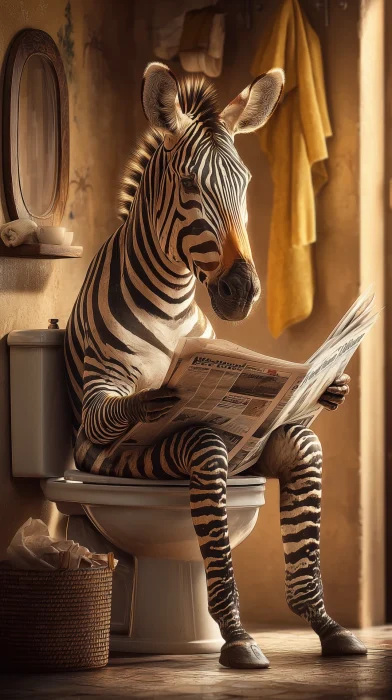 Zebra in the Bathroom