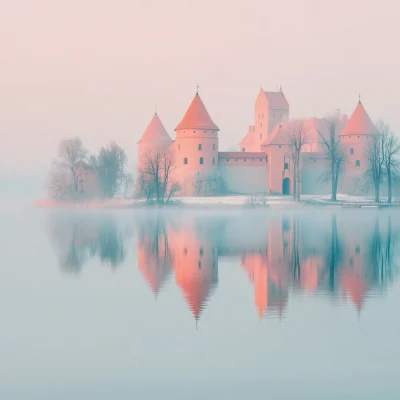 Trakai Castle in Morning Mist