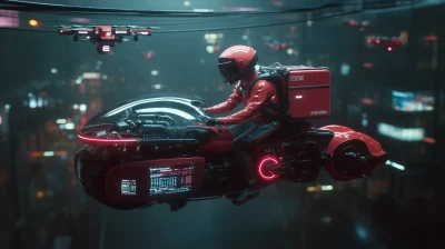 Futuristic Floating Delivery Motorbike