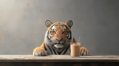 Muscular Tiger Preparing Shake
